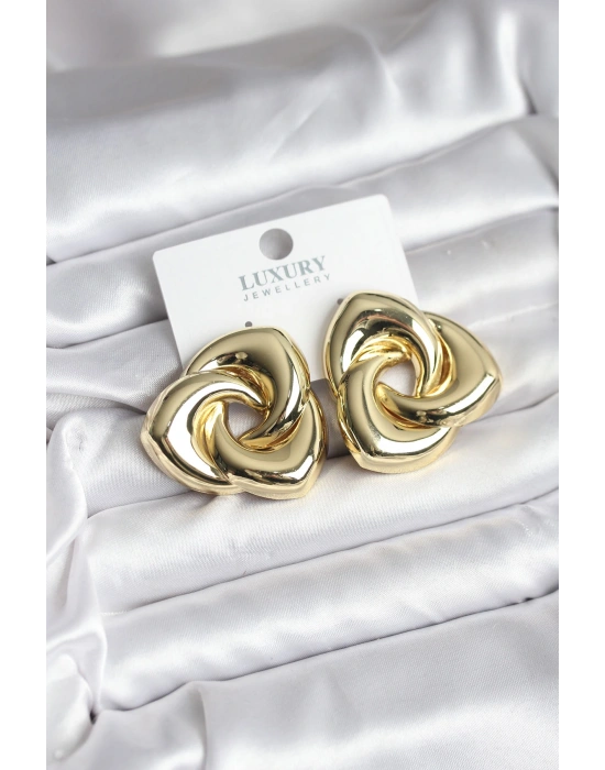 MuI MuI Pirinç Gold Renk Geometrik Vintage Kadın Küpe