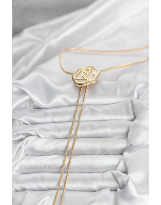 MuI MuI Pirinç Gold Renk Gül Model Asansörlü Kadın Kolye