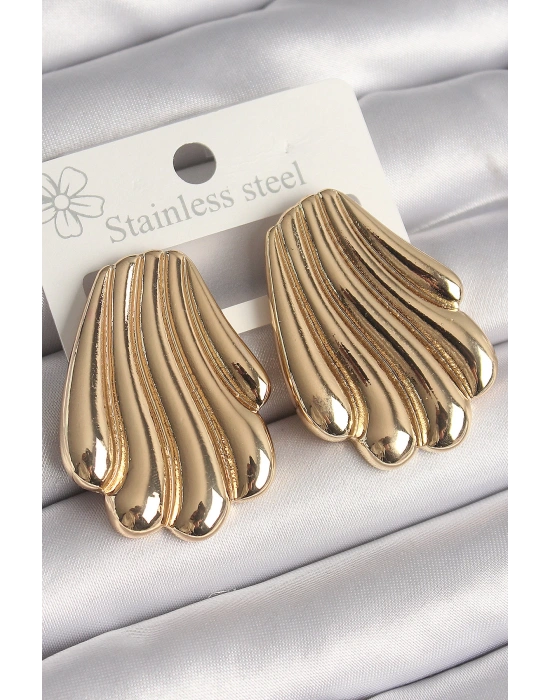 MuI MuI Pirinç Gold Renk İşlemeli İstirdye Model Kadın Küpe