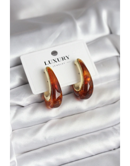 MuI MuI Pirinç Gold Renk Kahverengi Vintage Kadın Küpe