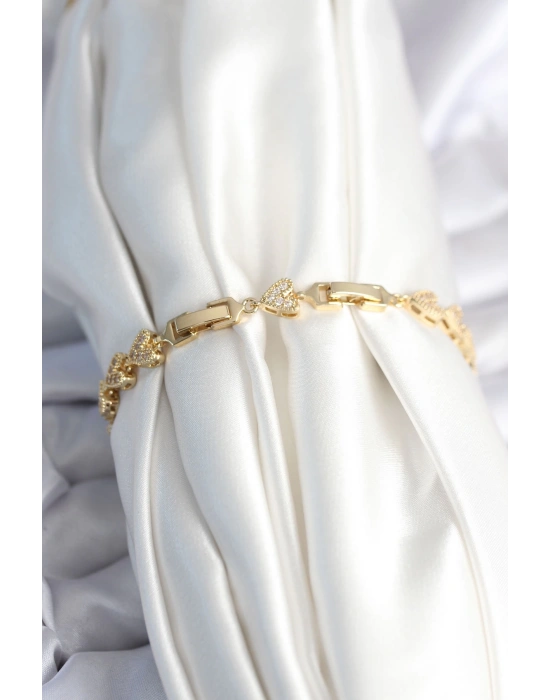 MuI MuI Pirinç Gold Renk Kalp Model Kadın Bileklik