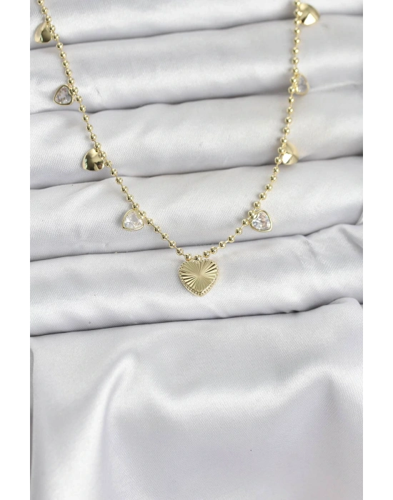 MuI MuI Pirinç Gold Renk Kalp Model Kadın Kolye