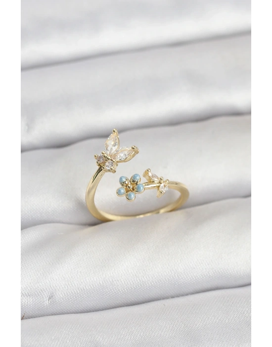 MuI MuI Pirinç Gold Renk Kelebek Model Kadın Yüzük