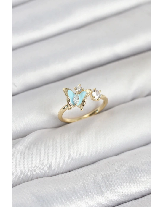 MuI MuI Pirinç Gold Renk Kelebek Model Kadın Yüzük