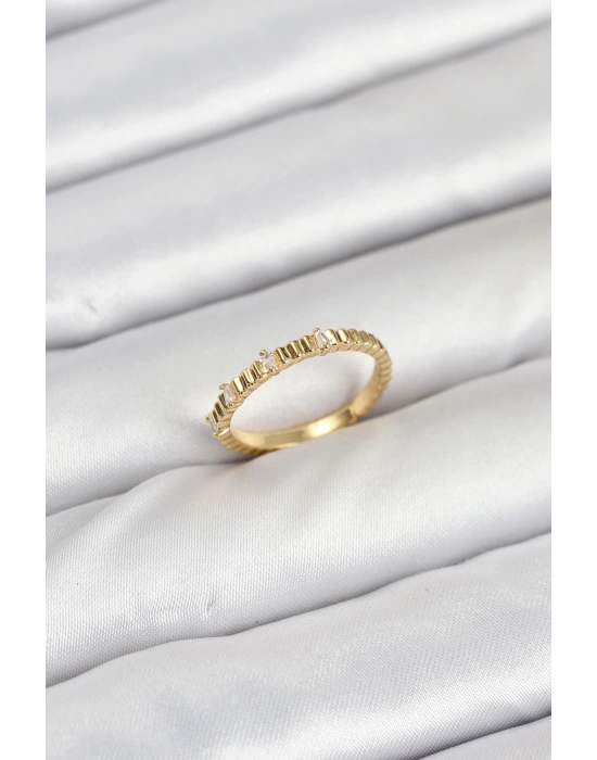 MuI MuI Pirinç Gold Renk Lazer Kesim Kadın Yüzük