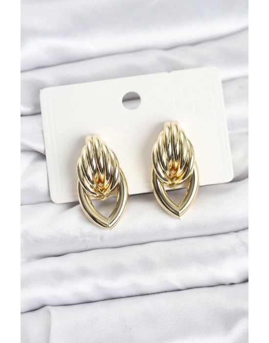 MuI MuI Pirinç Gold Renk Sarmal Damla Model Vintage Kadın Küpe