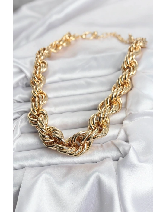 MuI MuI Pirinç Gold Renk Sarmal Halat Model Kadın Kolye