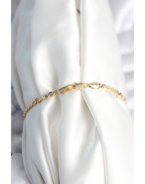 MuI MuI Pirinç Gold Renk Yassı Zincir Model Kadın Bileklik