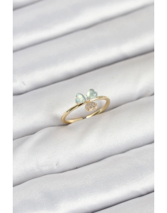 MuI MuI Pirinç Gold Renk Yonca Model Kadın Yüzük