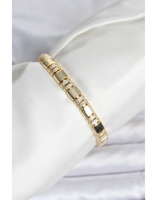 MuI MuI Pirinç Gold Renk Zirkon Taşlı Kadın Bileklik