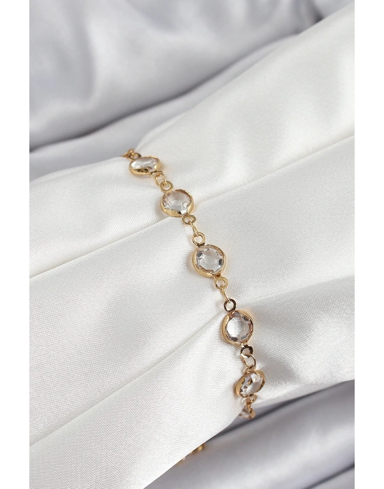 MuI MuI Pirinç Gold Renk Zirkon Taşlı Kadın Bileklik