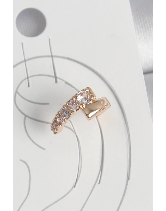 MuI MuI Pirinç Gold Renk Zirkon Taşlı Kadın Kıkırdak Küpe