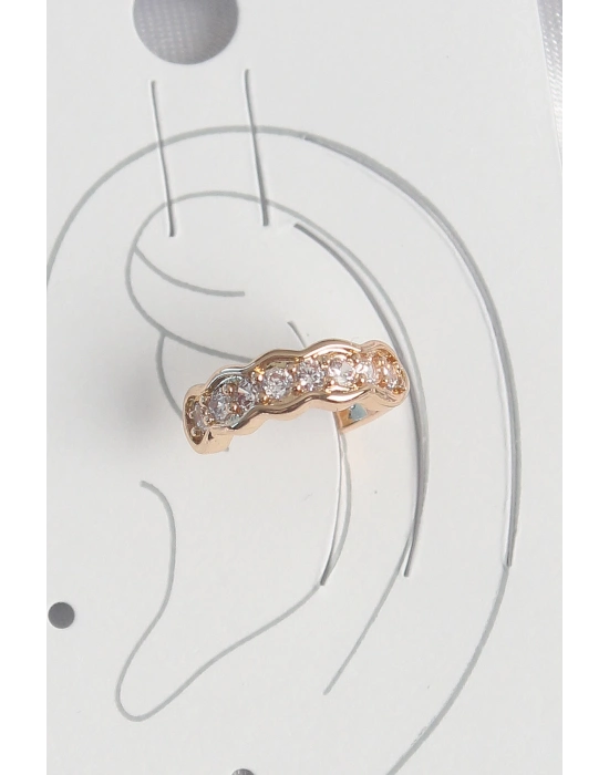 MuI MuI Pirinç Gold Renk Zirkon Taşlı Kadın Kıkırdak Küpe