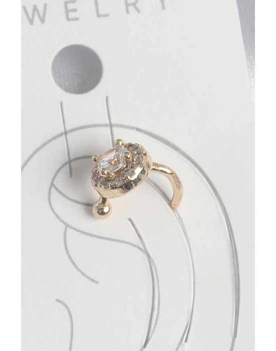 MuI MuI Pirinç Gold Renk Zirkon Taşlı Kadın Kıkırdak Küpe