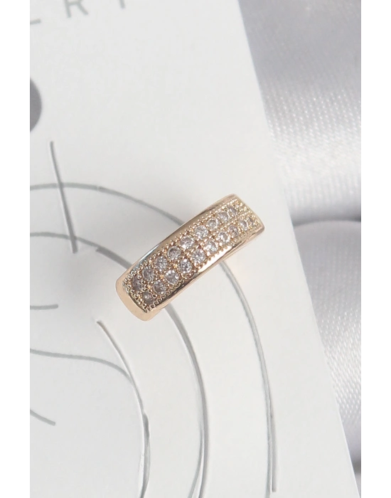 MuI MuI Pirinç Gold Renk Zirkon Taşlı Kadın Kıkırdak Küpe