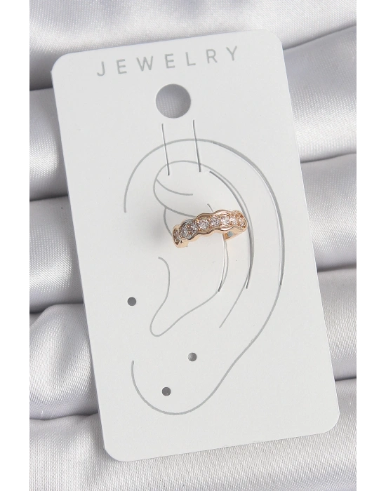 MuI MuI Pirinç Gold Renk Zirkon Taşlı Kadın Kıkırdak Küpe