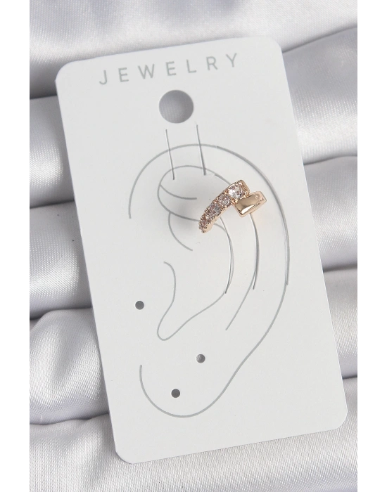 MuI MuI Pirinç Gold Renk Zirkon Taşlı Kadın Kıkırdak Küpe