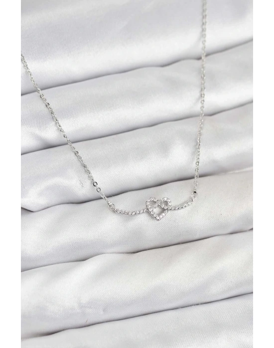 MuI MuI Pirinç Gümüş Renk Düğüm Kalp Model Kadın Kolye