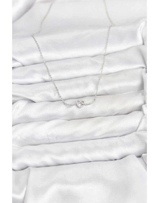 MuI MuI Pirinç Gümüş Renk Düğüm Kalp Model Kadın Kolye