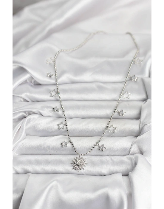 MuI MuI Pirinç Gümüş Renk Güneş Model Kadın Kolye