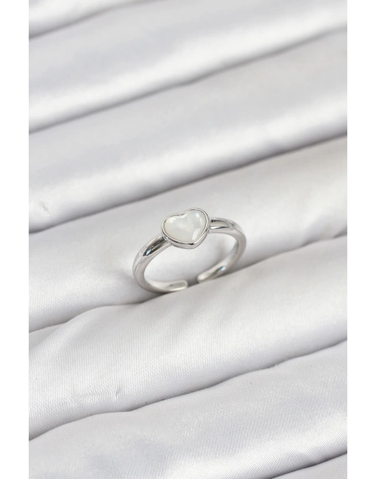 MuI MuI Pirinç Gümüş Renk Kalpli Kadın Yüzük