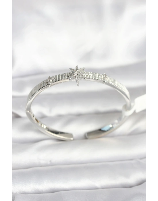 MuI MuI Pirinç Gümüş Renk Kutup Yıldızı Model Kadın Kelepçe Bileklik