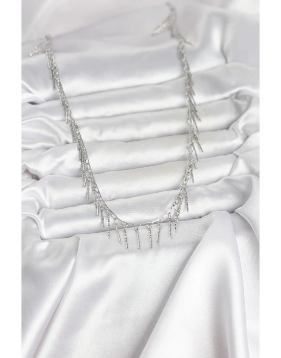 MuI MuI Pirinç Gümüş Renk Saçaklı Model Kadın Kolye