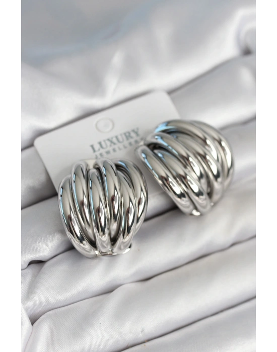 MuI MuI Pirinç Gümüş Renk Vintage Kadın Küpe