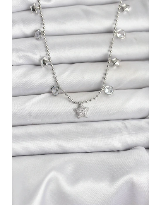 MuI MuI Pirinç Gümüş Renk Yıldız Model Kadın Kolye