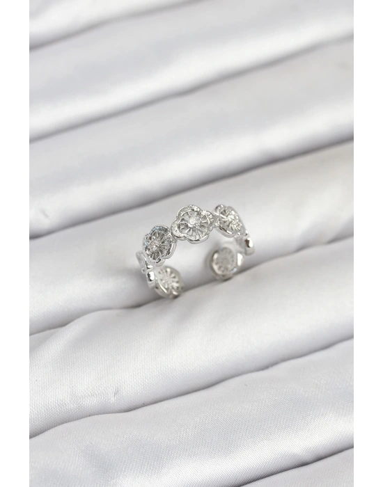 MuI MuI Pirinç Gümüş Renk Yonca Model Kadın Yüzük