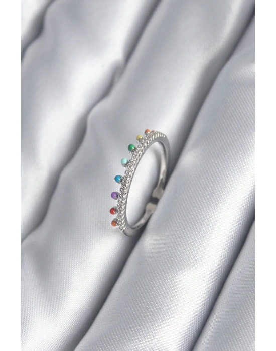 MuI MuI Pirinç Gümüş Renk Zirkon Taş Detay Kadın Yüzük