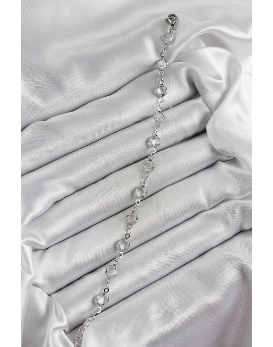 MuI MuI Pirinç Gümüş Renk Zirkon Taşlı Bileklik