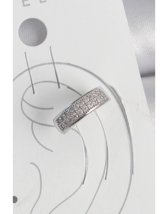 MuI MuI Pirinç Gümüş Renk Zirkon Taşlı Kıkırdak Model Kadın Küpe