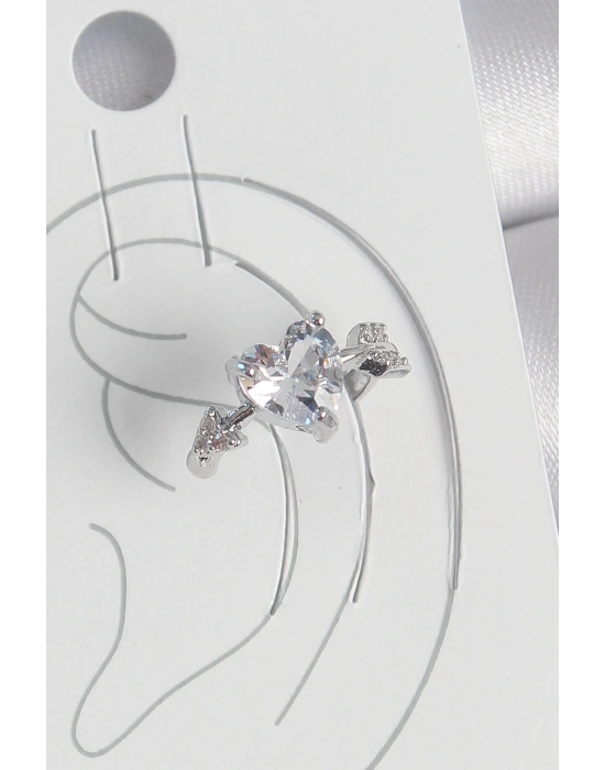 MuI MuI Pirinç Gümüş Renk Zirkon Taşlı Yıldız Model Kadın Kıkırdak Küpe