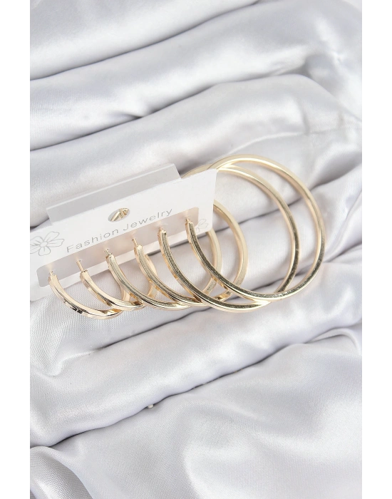 MuI MuI Pirinç Halka Model Gold Renk Kadın Set Küpe