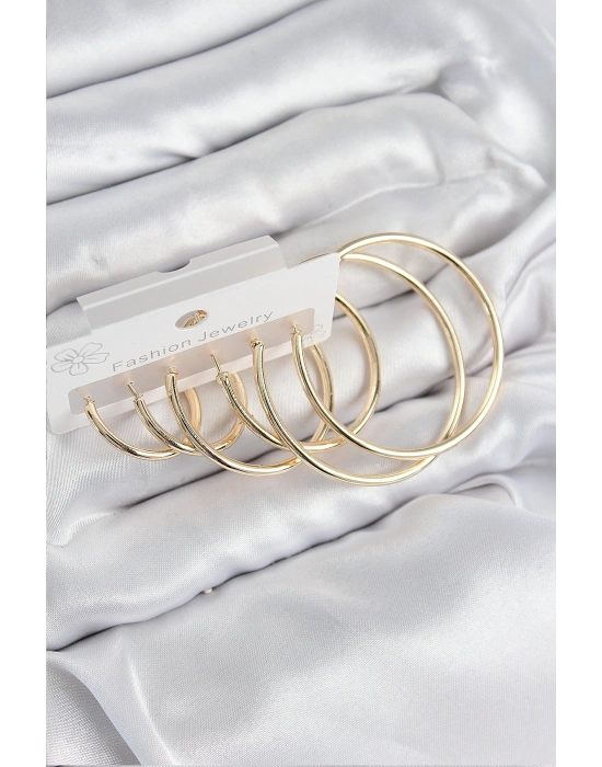 MuI MuI Pirinç Halka Model Gold Renk Kadın Set Küpe