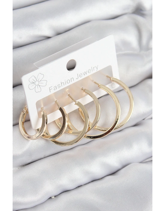 MuI MuI Pirinç Halka Model Gold Renk Kadın Set Küpe