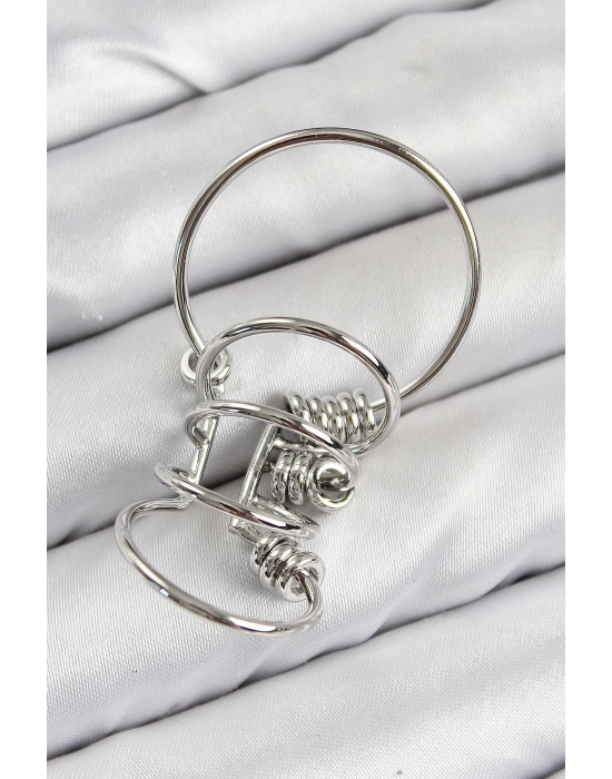 MuI MuI Pirinç Halkalı Model Gümüş Renk Kıkırdak Küpe