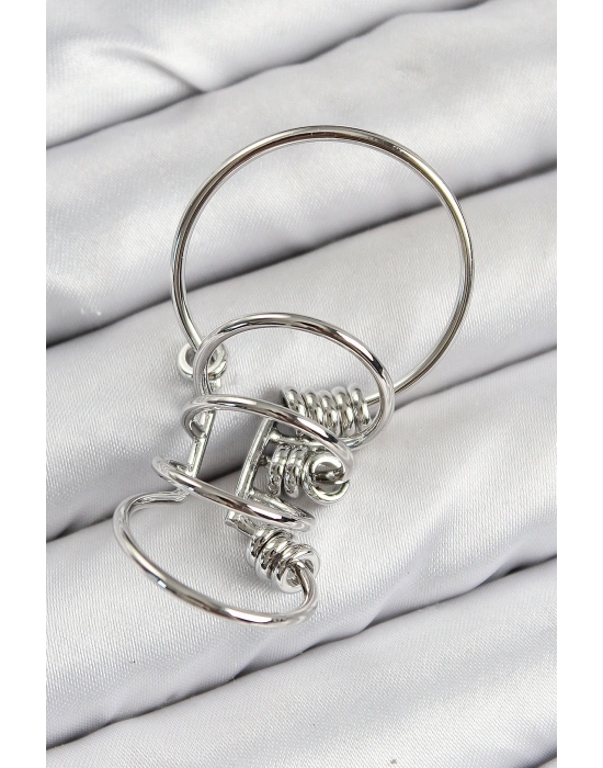 MuI MuI Pirinç Halkalı Model Gümüş Renk Kıkırdak Küpe