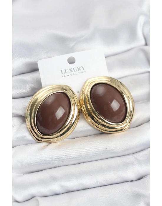 MuI MuI Pirinç Kahverengi Badem Model Vintage Gold Kadın Küpe