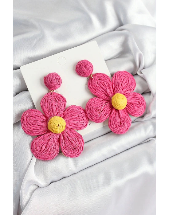 MuI MuI Pirinç Pembe Papatya Model Gold Renk Kadın Hasır Küpe