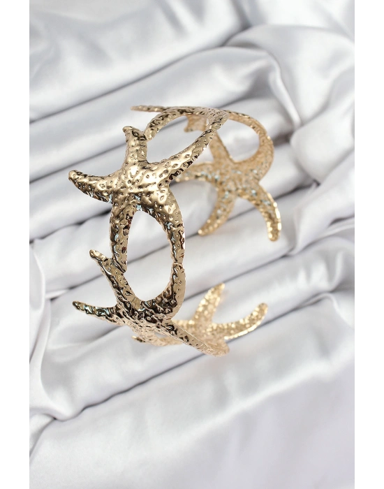 MuI MuI Pirinç Sıralı Deniz Yıldızı Model Gold Renk Kadın Pazu Bileklik