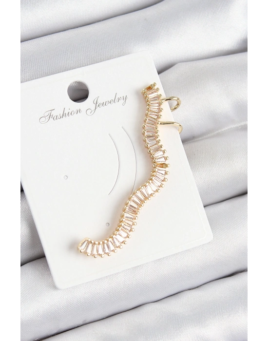 MuI MuI Pirinç Su Yolu Model Gold Renk Sağ Kıkırdak Küpe