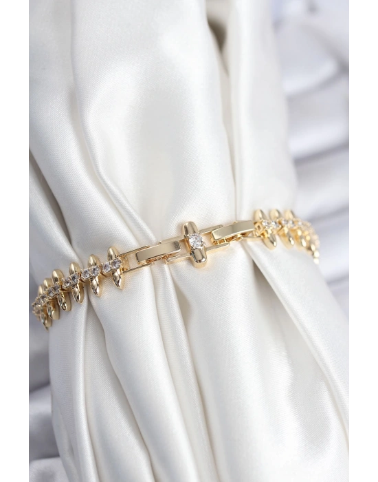 MuI MuI Pirinç VIP Seri Gold Renk Sıralı Damla Model Kadın Bileklik