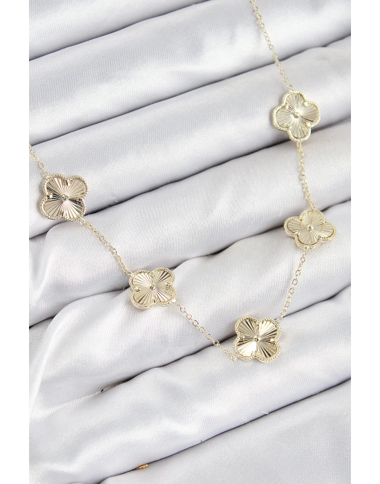 MuI MuI Pirinç VIP Yonca Model Gold Renk Kadın Kolye