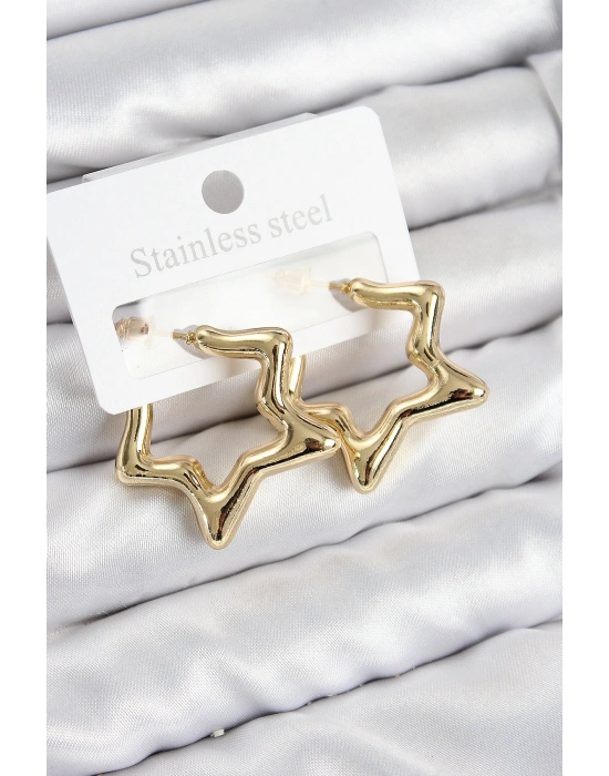 MuI MuI Pirinç Yıldız Model Gold Renk Kadın Küpe