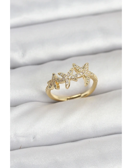 MuI MuI Pirinç Yıldız Model Gold Renk Kadın Yüzük