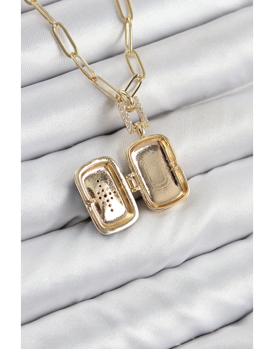 MuI MuI Pirinç Zirkon Taşlı Açılabilir Kutup Yıldızı Model Gold Renk Kadın Kolye