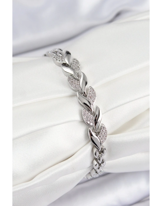 MuI MuI Pirinç Zirkon Taşlı Balık Kuyruğu Model Gümüş Renk Kadın Bileklik