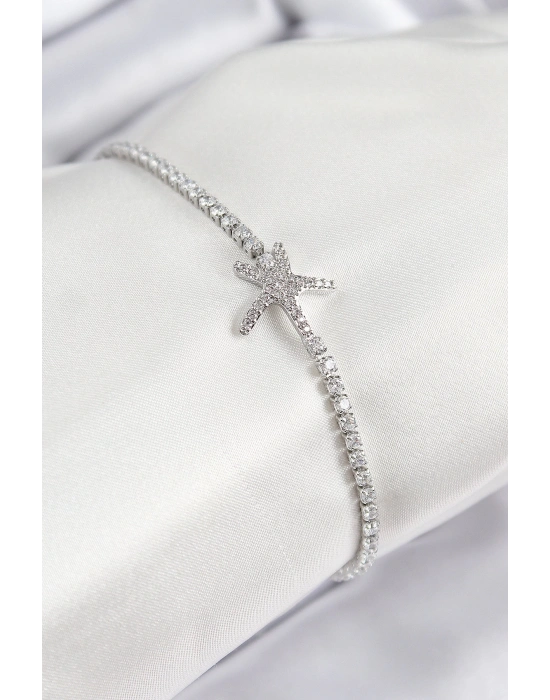 MuI MuI Pirinç Zirkon Taşlı Deniz Yıldızı Model Gümüş Renk Kadın Bileklik